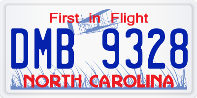NC license plate DMB9328