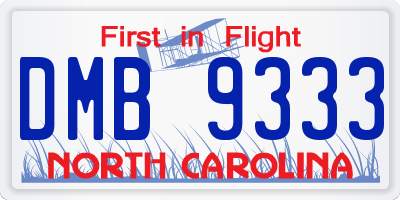 NC license plate DMB9333