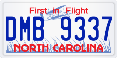 NC license plate DMB9337