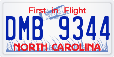NC license plate DMB9344