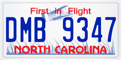 NC license plate DMB9347