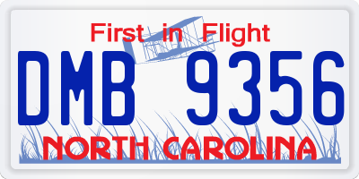 NC license plate DMB9356