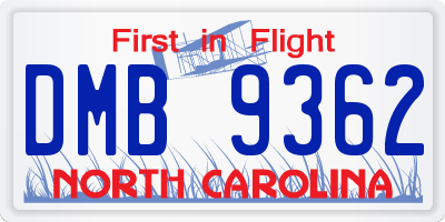 NC license plate DMB9362