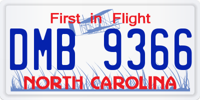 NC license plate DMB9366