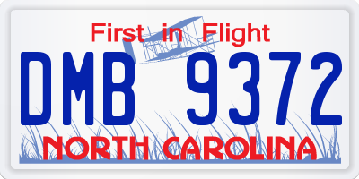 NC license plate DMB9372