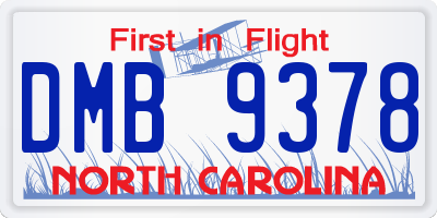 NC license plate DMB9378