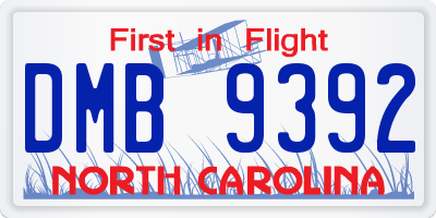 NC license plate DMB9392