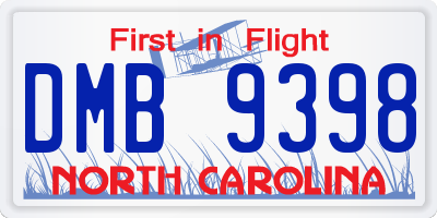 NC license plate DMB9398
