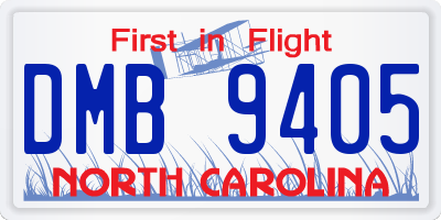 NC license plate DMB9405