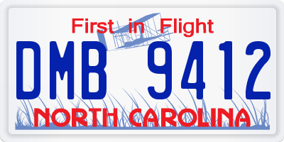 NC license plate DMB9412