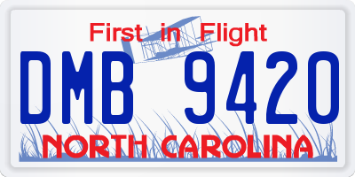 NC license plate DMB9420