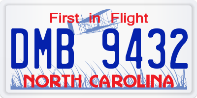 NC license plate DMB9432