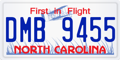 NC license plate DMB9455