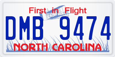 NC license plate DMB9474