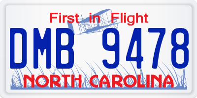 NC license plate DMB9478