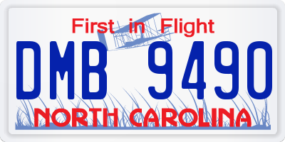 NC license plate DMB9490