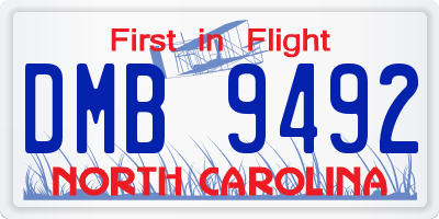 NC license plate DMB9492