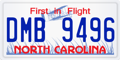NC license plate DMB9496