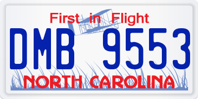 NC license plate DMB9553