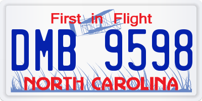 NC license plate DMB9598