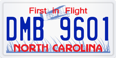NC license plate DMB9601