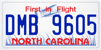 NC license plate DMB9605