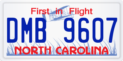 NC license plate DMB9607