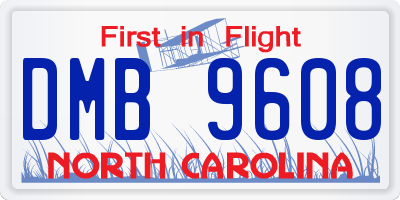 NC license plate DMB9608