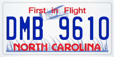 NC license plate DMB9610