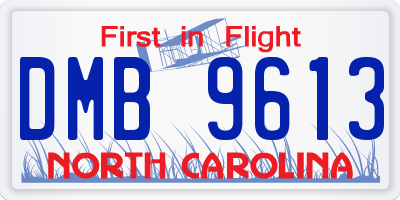 NC license plate DMB9613