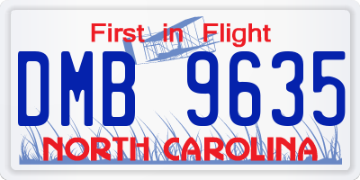 NC license plate DMB9635