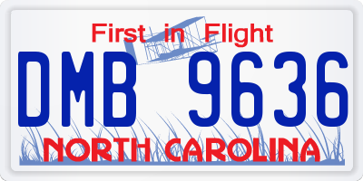 NC license plate DMB9636