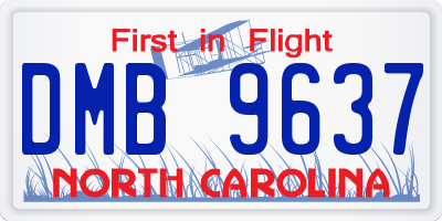 NC license plate DMB9637