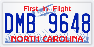 NC license plate DMB9648