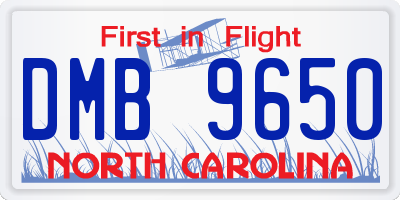 NC license plate DMB9650