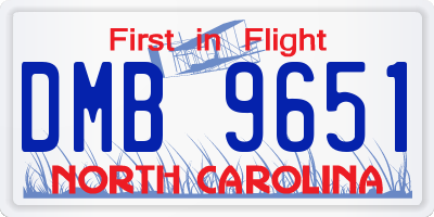 NC license plate DMB9651