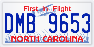 NC license plate DMB9653