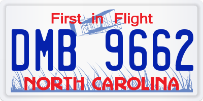 NC license plate DMB9662