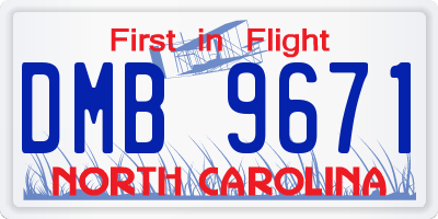 NC license plate DMB9671