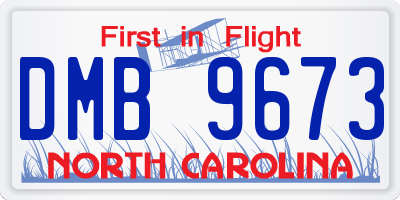NC license plate DMB9673