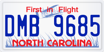 NC license plate DMB9685