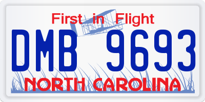 NC license plate DMB9693