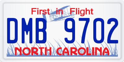 NC license plate DMB9702