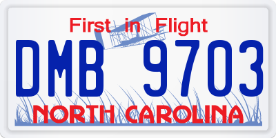 NC license plate DMB9703