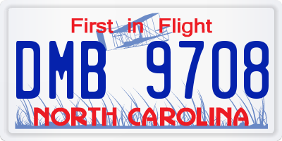 NC license plate DMB9708