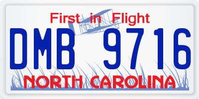 NC license plate DMB9716