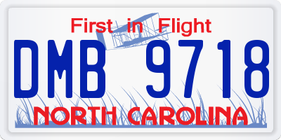 NC license plate DMB9718
