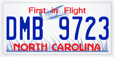 NC license plate DMB9723