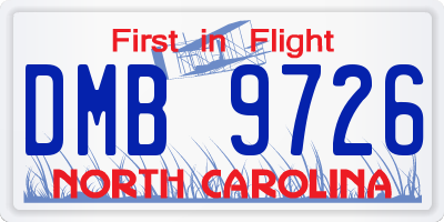 NC license plate DMB9726