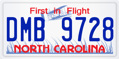 NC license plate DMB9728